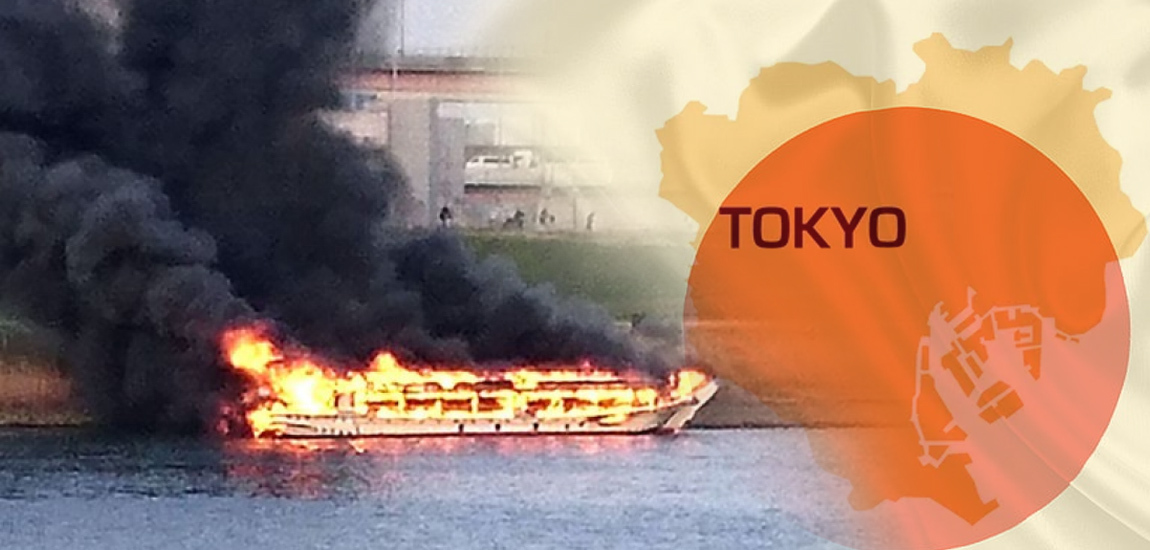 Sepuluh Terselamat, Bot Terbakar Di Teluk Tokyo, Jepun