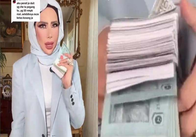 Viral Video Che Ta Pegang Duit Berkepuk-Kepuk, Netizen Dakwa Kertas Kosong