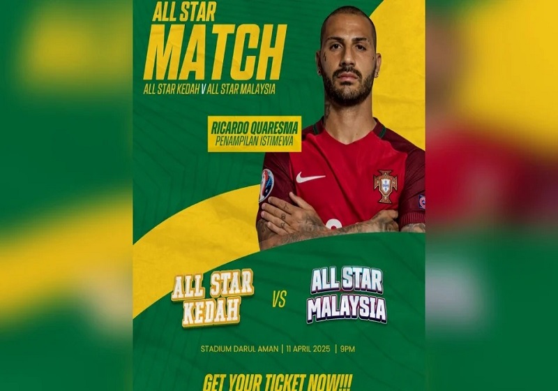 Ricardo Quaresma Bakal Meriahkan Perlawanan Persahabatan All Star Kedah vs Malaysia