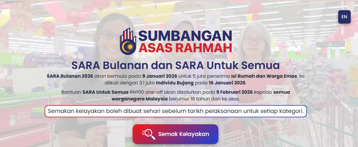 SARA One-Off RM100 Disalurkan Melalui MyKad Bermula 9 Februari