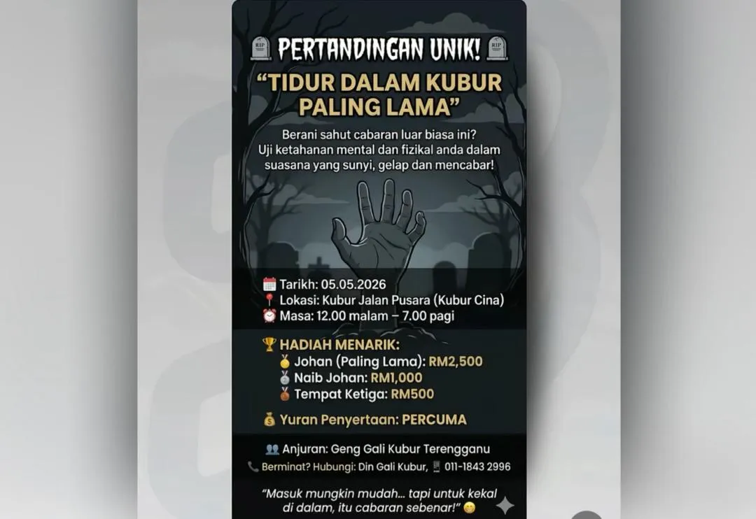 Kecoh! Pertandingan Tidur Dalam Kubur Paling Lama Tawar Hadiah Lumayan