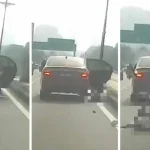 wanita terjun dari kereta e-hailing
