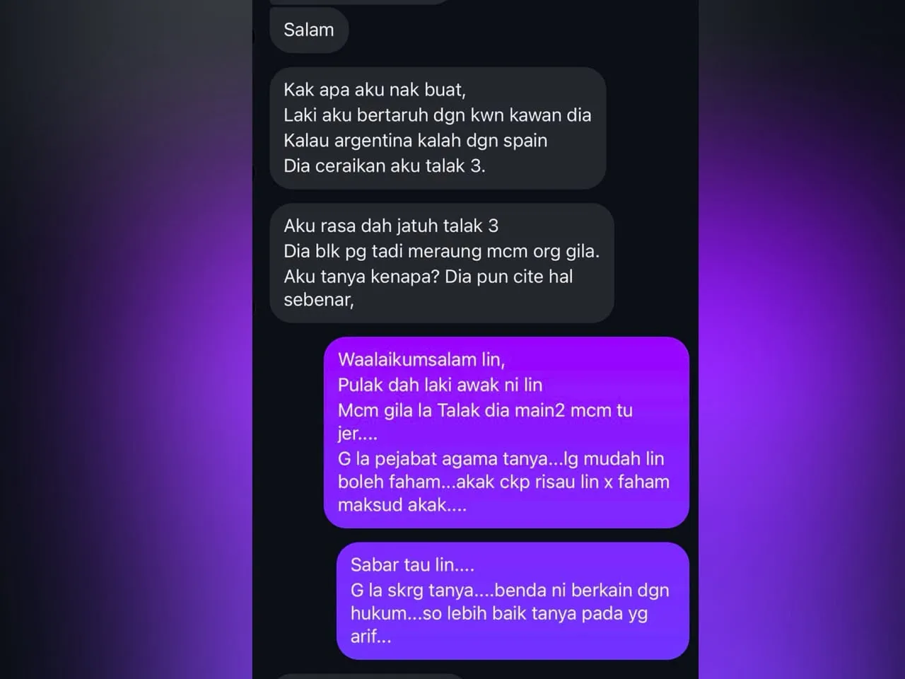 Isteri Kena Cerai Talak Tiga Selepas Argentina Kalah Piala Dunia