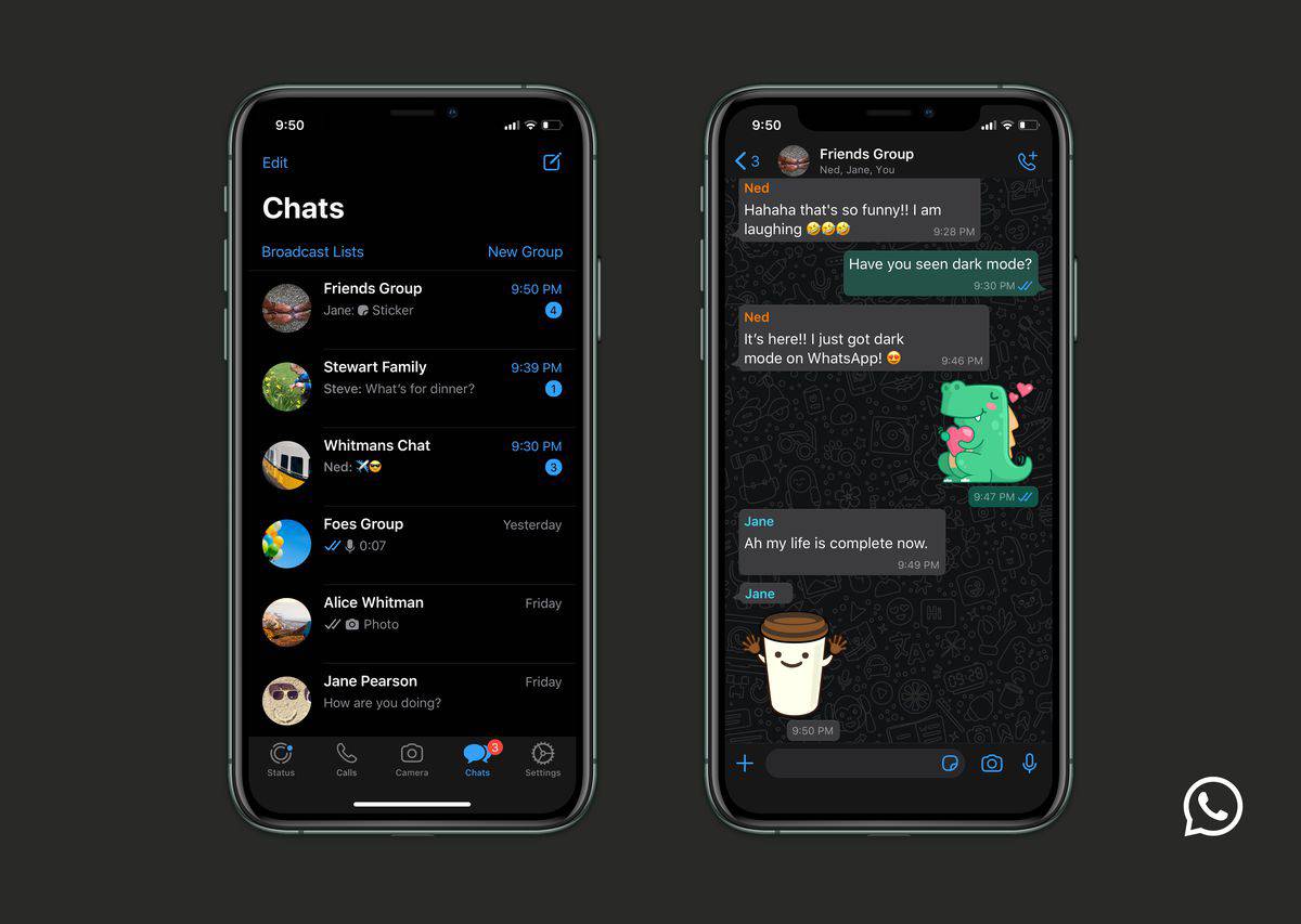 WhatsApp lancarkan “dark mode” untuk iOS dan Android