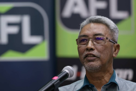 Amateur Football League (AFL) chairman Datuk Mohd Yusoff Mahadi speaks after the AFL Sponsorship Agreement Signing Ceremony with Al-Ikhsan Sports Sdn Bhd and Melaka Privilege Sdn Bhd in Kuala Lumpur December 29, 2022.
