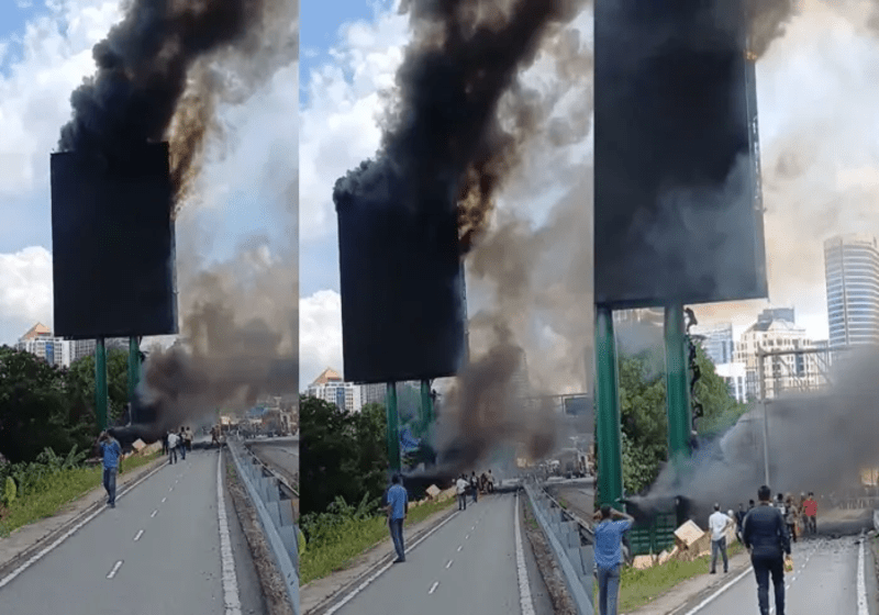Billboard Terbakar: Sembilan Pekerja Asing Berjaya Diselamatkan di Lebuhraya Persekutuan